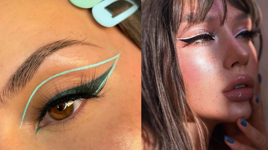 خط چشم دو رنگ بر روی صورت