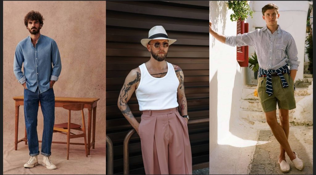 مردانی با شلوارک و کلاه در استایل تابستانی پسرانه 