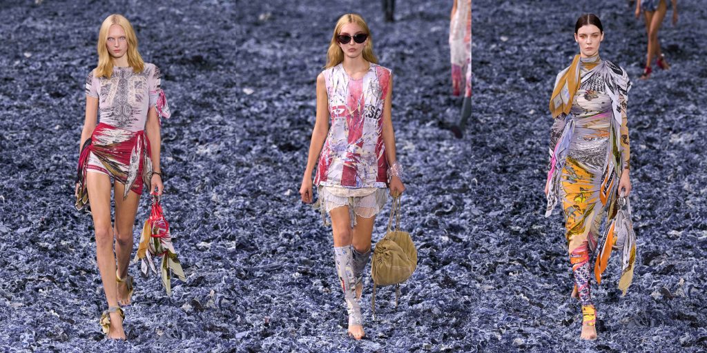 از سمت راست به چپ لوک‌های شماره ۶۵، ۳۹ و ۷۱ از کالکشن لباس زنانه دیزل