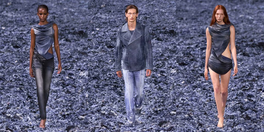 از سمت راست به چپ لوک‌های شماره ۵۶، ۲ و ۵۷ از کالکشن لباس زنانه دیزل