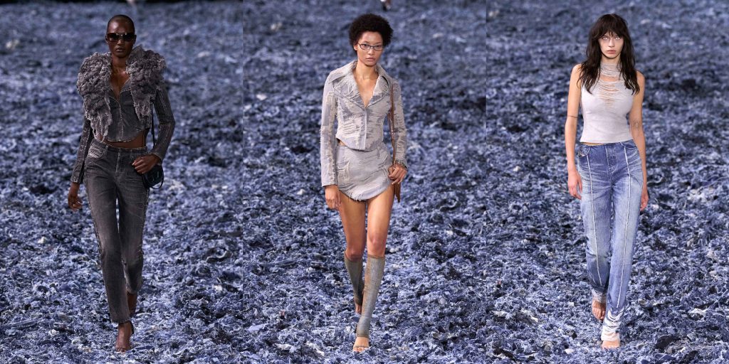 از سمت راست به چپ لوک‌های شماره ۹، ۲۶ و ۲۸ از کالکشن لباس زنانه دیزل