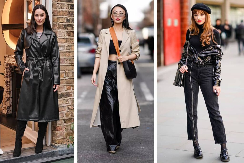 کت، پالتو و شلوار چرم در تیپ زمستانی دخترانه