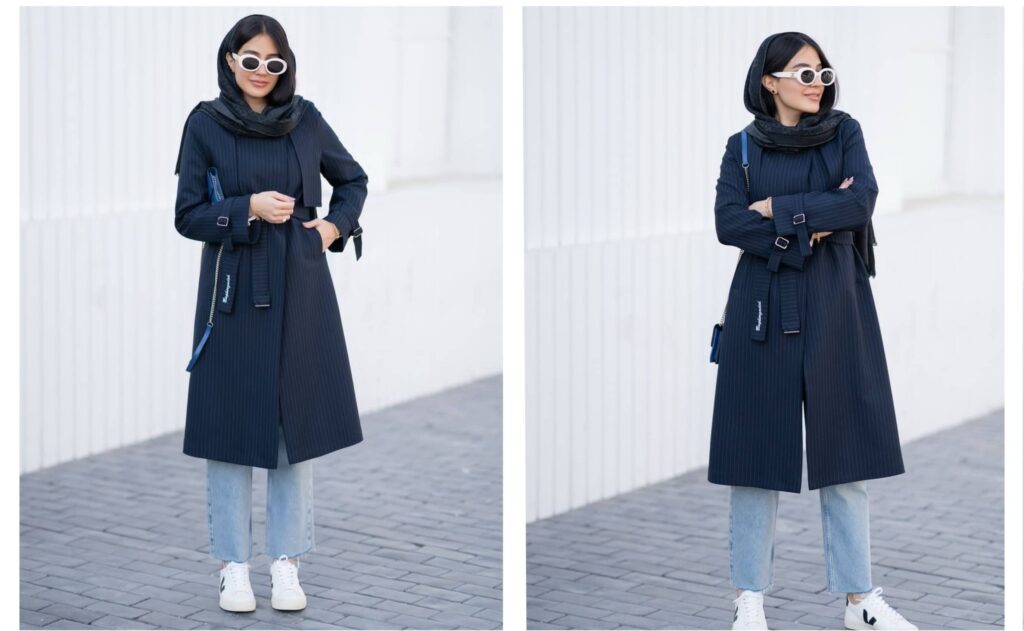 بارانی کلاسیک زنانه سورمهای از استایل زمستانی دانشجویی