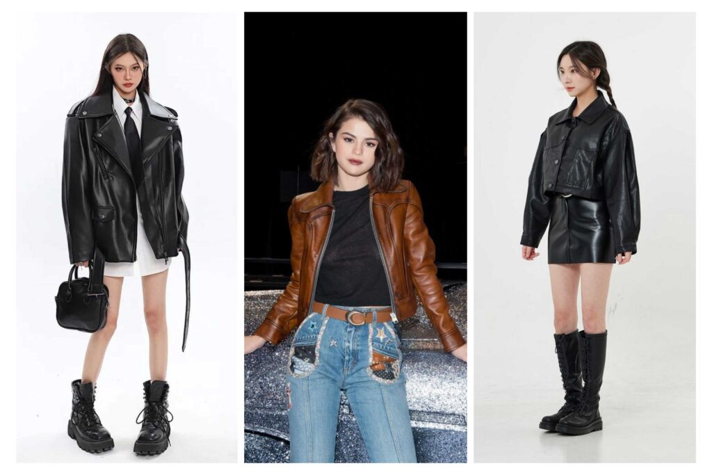 استایل و تیپ با کت چرم دخترانه 