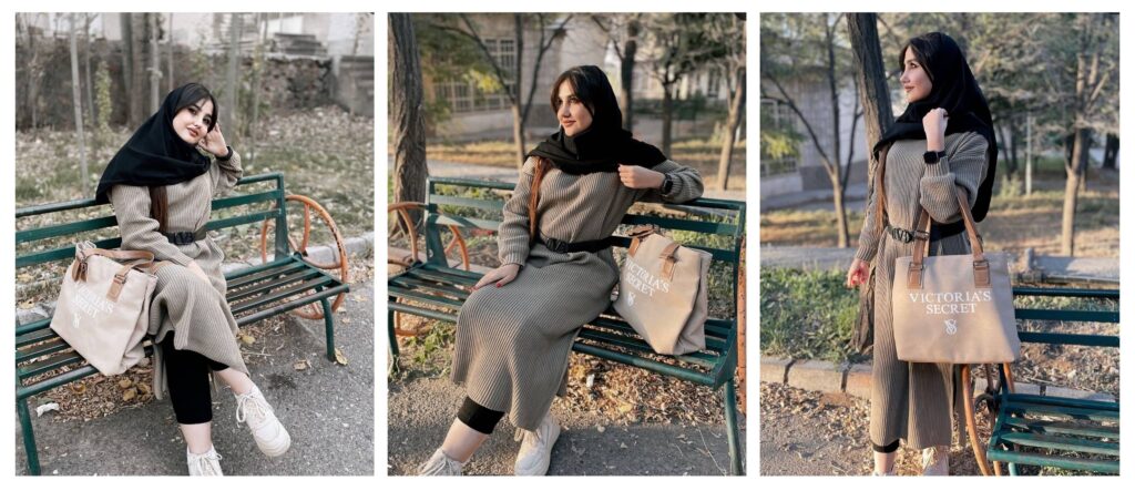 بافت بلند جلوبسته با رنگ نوود از استایل زمستانی دانشجویی