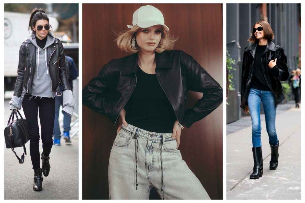 استایل نچرال و تیپ با کت چرم دخترانه 