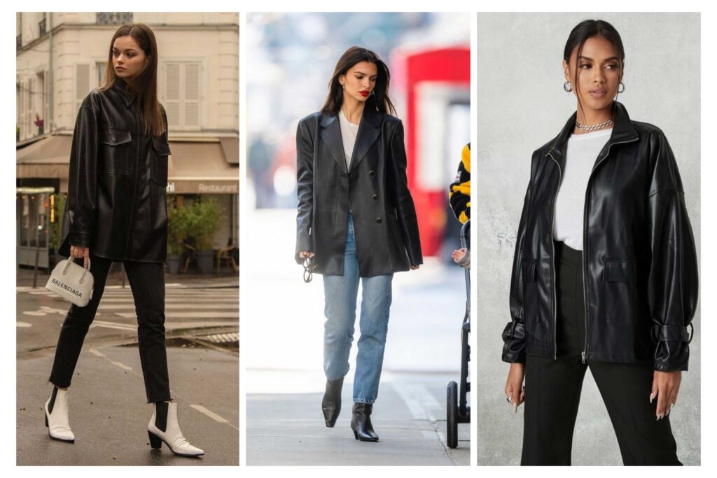 تیپ با کت چرم دخترانه 