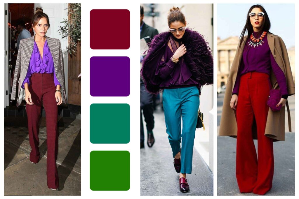 ترکیب‌بندی رنگ و ست به صورت مستطیل با رنگ زرشکی ترند پاییز امسال 