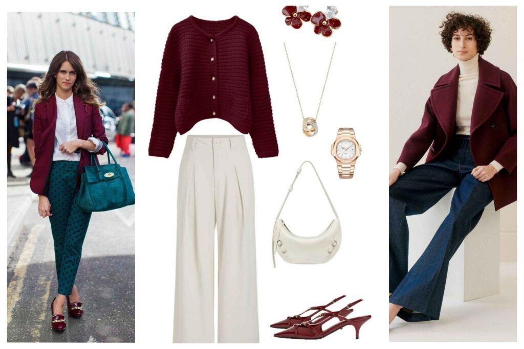 چهار زن با استایلی شیک در رنگ‌های زرشکی ترند سال