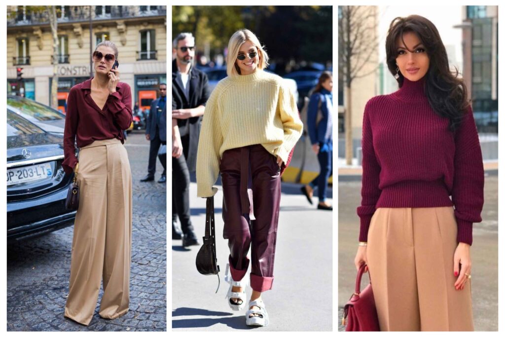 چند نمونه ست کامل با رنگ‌های نوود و رنگ زرشکی ترند پاییز امسال 