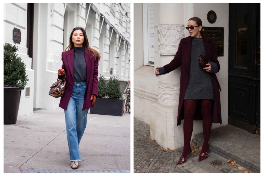 راهنمای جامع و کامل چند زن با رنگ خاکستری و رنگ زرشکی ترند سال 