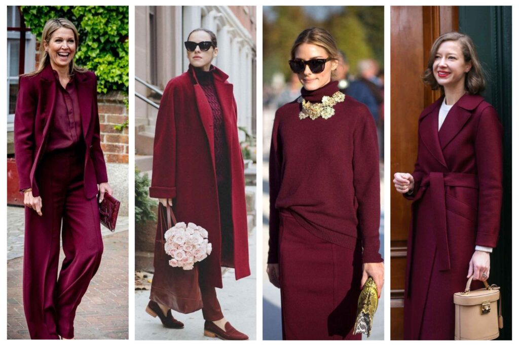 راهنمای استایل مونوکروم با رنگ زرشکی ترند پاییز امسال 