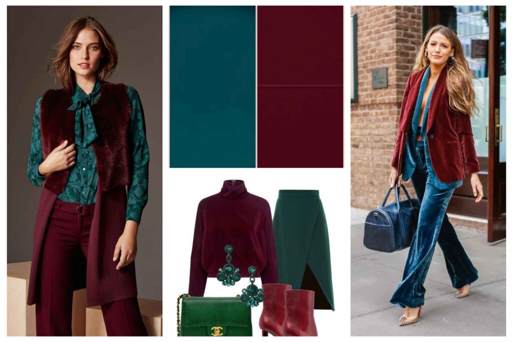 ترکیب‌رنگی با رنگ‌ مکمل رنگ زرشکی ترند پاییز امسال 