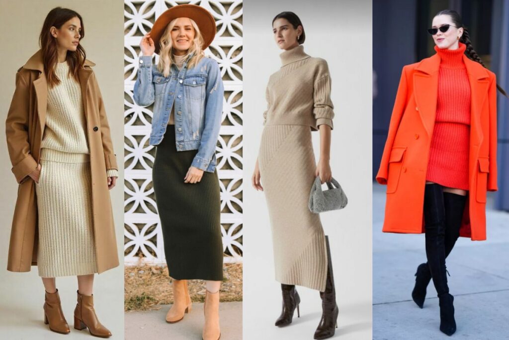 چهار نمونه دامن بافت برای استایل‌های زمستانی