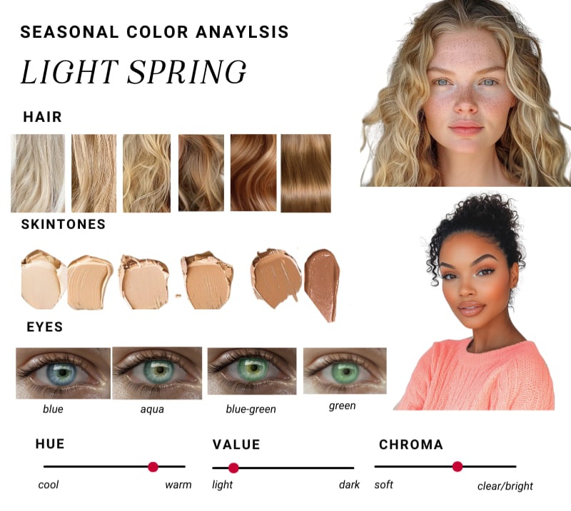 انواع رنگ پوست گرم و روشن از فصل پوستی بهاری روشن