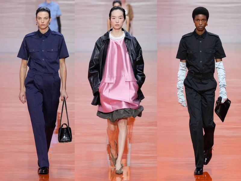 سه لوک از فشن شو پرادا در هفته مد 2025 میلان