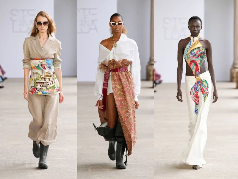 سه لوک از کالکشن برند Stella Jean در هفته مد میلان ایتالیا