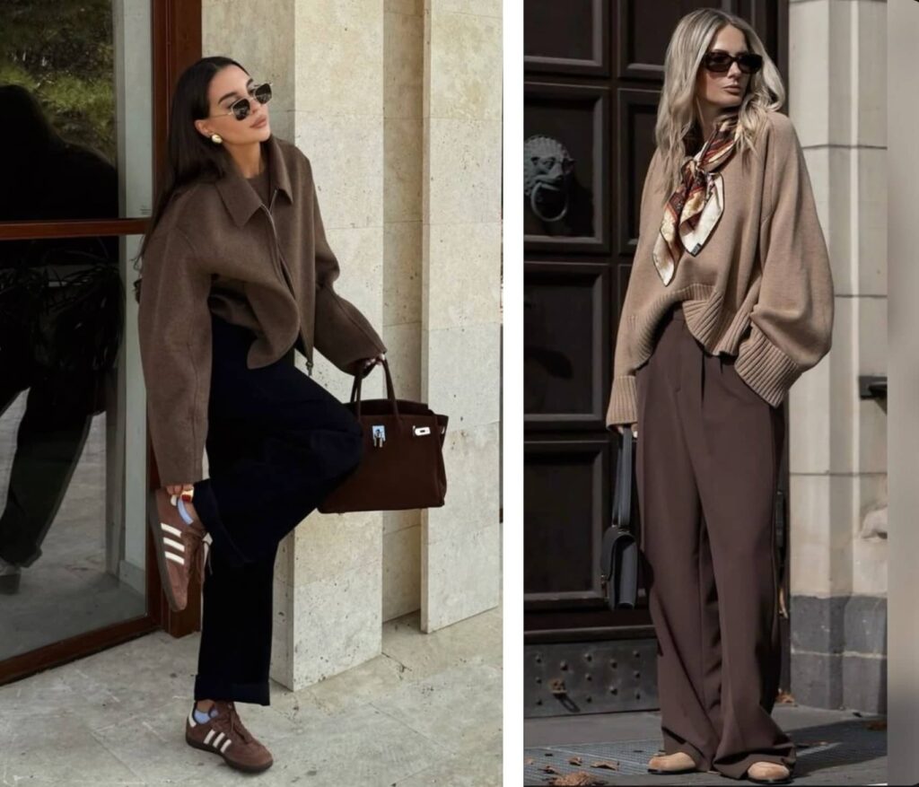 ست کردن رنگ قهوه ای در استایل خیابانی