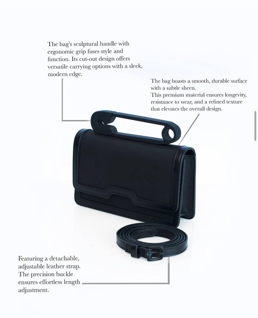 تصویری از کیف مشکی خاص برند نموتی